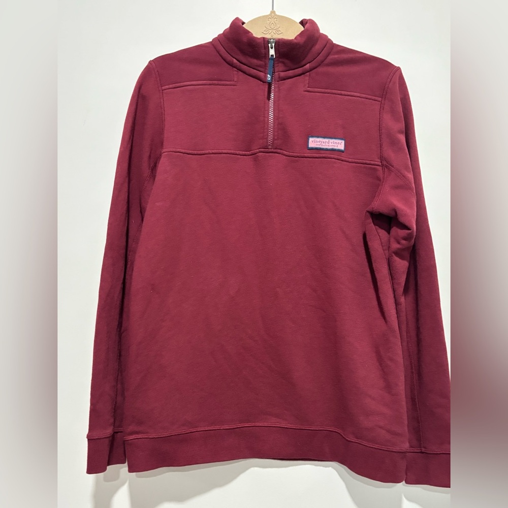 Boys Vineyard Vines Red 1/4 zip pullover.